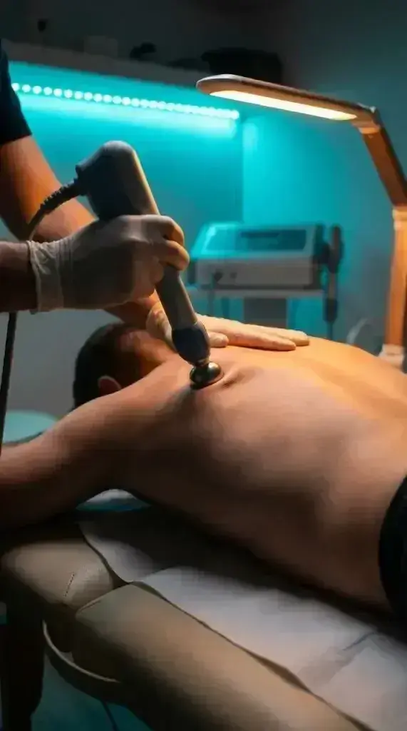 Aplicação de ondas de choque nas costas